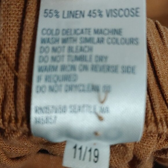 Brown Women's linen natural style wrap skirt with belt buckle size 12 - Picture 7 of 7